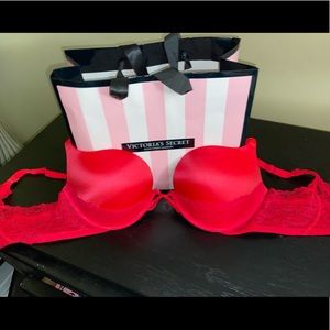 Red silk/lace Victorias Secret Bra